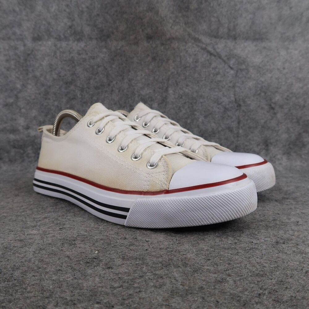 Epic Step Shoes Womens 10 Sneakers Casual White Canvas Lace Up Classic Comfort